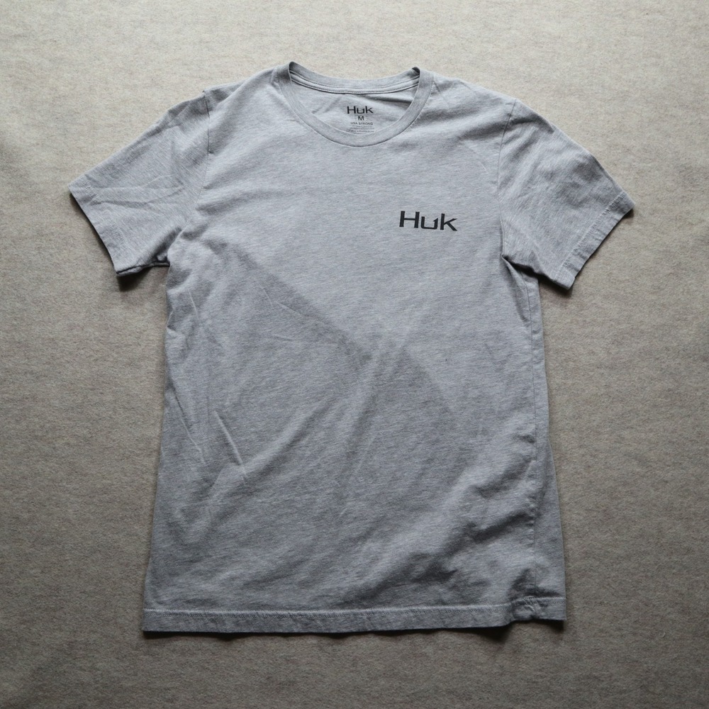 Huk Fishing Shirt Medium Gray Modern Marlin Graphic Back Print Tee